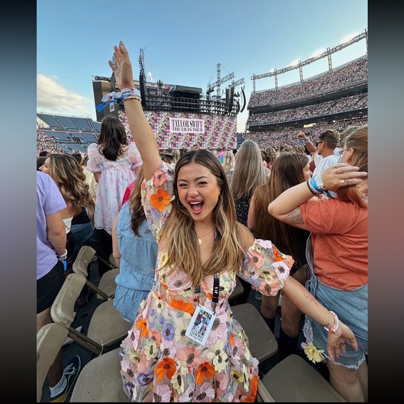 For Love & Lemons Floral Embroidered Sheer Mini Dress in Pastel Multi - Picture 11 of 11